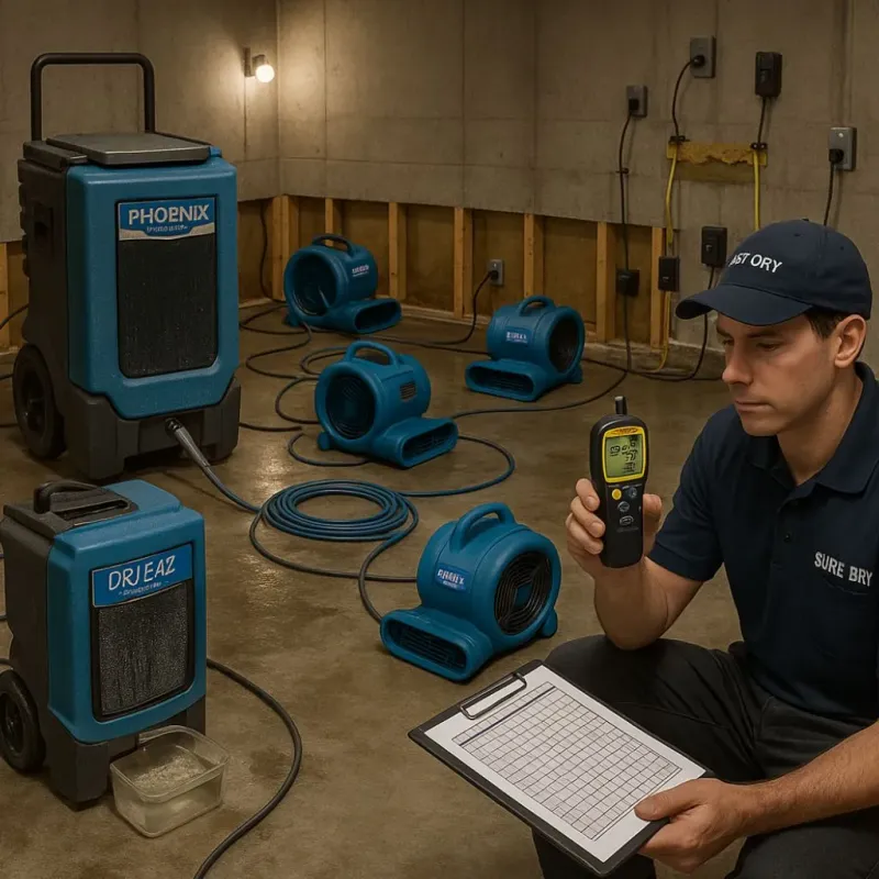 Structural Drying and Dehumidification process in Trafalgar, IN